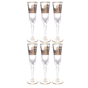 Набор хрустальных  фужеров для шампанского Art Deco` Coll.Orhidea на 6 персон
